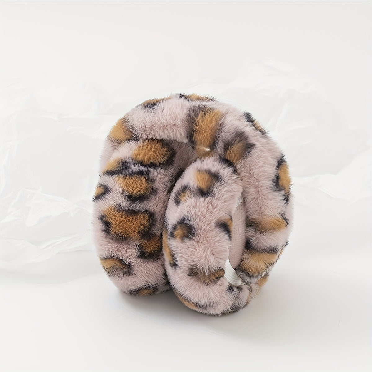 1 Chic Women's Leopard Print Fashion Earmuffs - Soft, Warm Polyester Stretch Comfort | Hand-Washable | Available in Brown, Black & White, and Grayish-Blue | Stylish & Cozy Ear Warmers