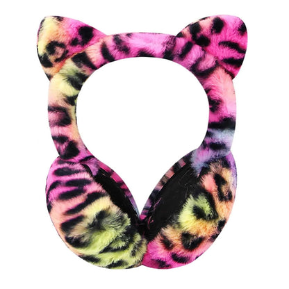 1pc Cute Animal Earmuffs for Women, Faux Fur Cat Ear Muffs Foldable Winter Warm Plush Ear Covers Ear Warmers Headband Outdoor Windproof Cold Weather Headwear for Ski Cycling Camping Running