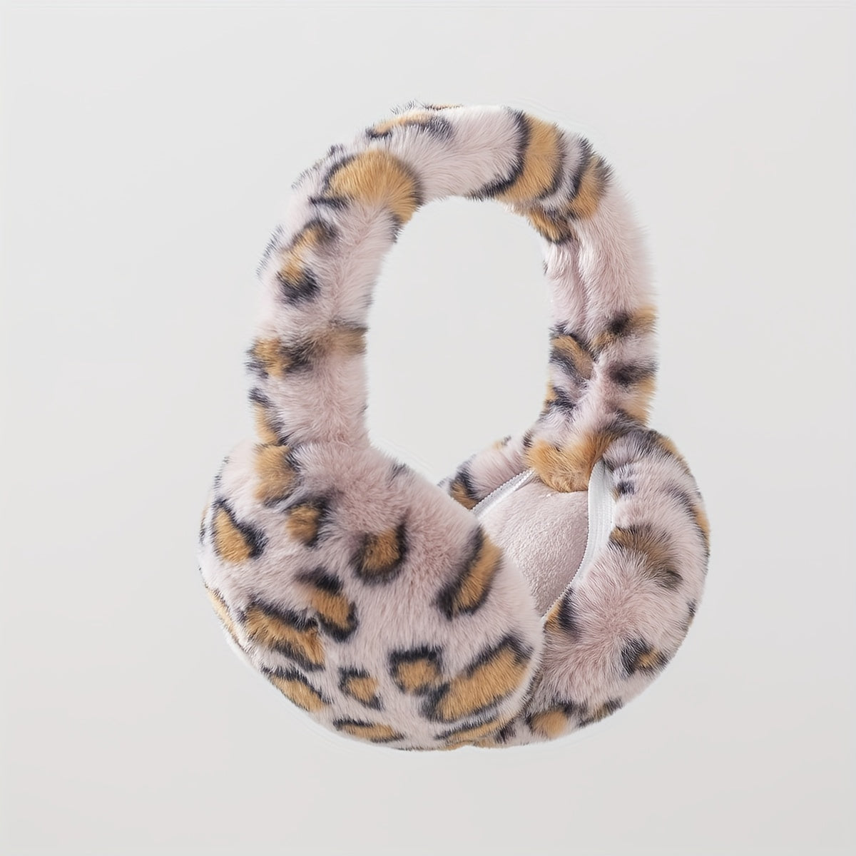 1 Chic Women's Leopard Print Fashion Earmuffs - Soft, Warm Polyester Stretch Comfort | Hand-Washable | Available in Brown, Black & White, and Grayish-Blue | Stylish & Cozy Ear Warmers