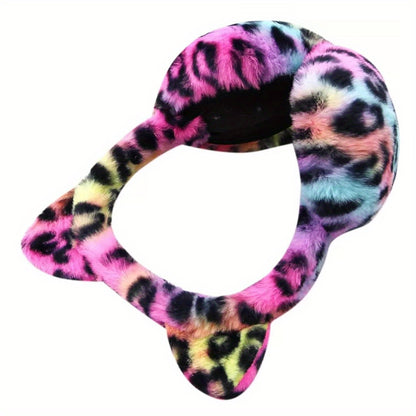 1pc Cute Animal Earmuffs for Women, Faux Fur Cat Ear Muffs Foldable Winter Warm Plush Ear Covers Ear Warmers Headband Outdoor Windproof Cold Weather Headwear for Ski Cycling Camping Running