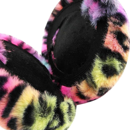 1pc Cute Animal Earmuffs for Women, Faux Fur Cat Ear Muffs Foldable Winter Warm Plush Ear Covers Ear Warmers Headband Outdoor Windproof Cold Weather Headwear for Ski Cycling Camping Running