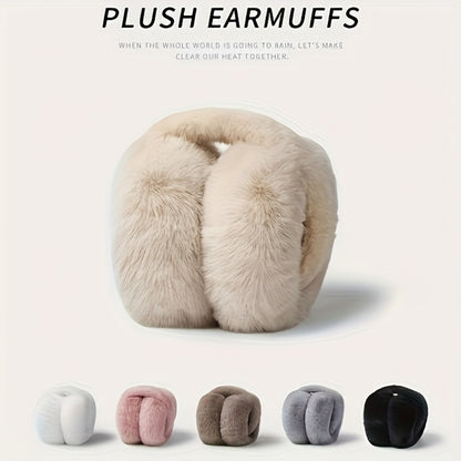 Comfortable Adjustable Folding Ear Muffs for Women - Soft Polyester Velvet for Cold Weather, Hand Wash Only