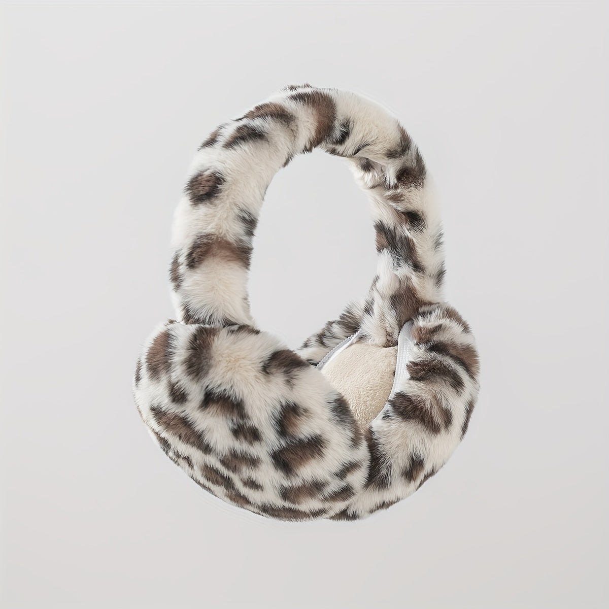1 Chic Women's Leopard Print Fashion Earmuffs - Soft, Warm Polyester Stretch Comfort | Hand-Washable | Available in Brown, Black & White, and Grayish-Blue | Stylish & Cozy Ear Warmers