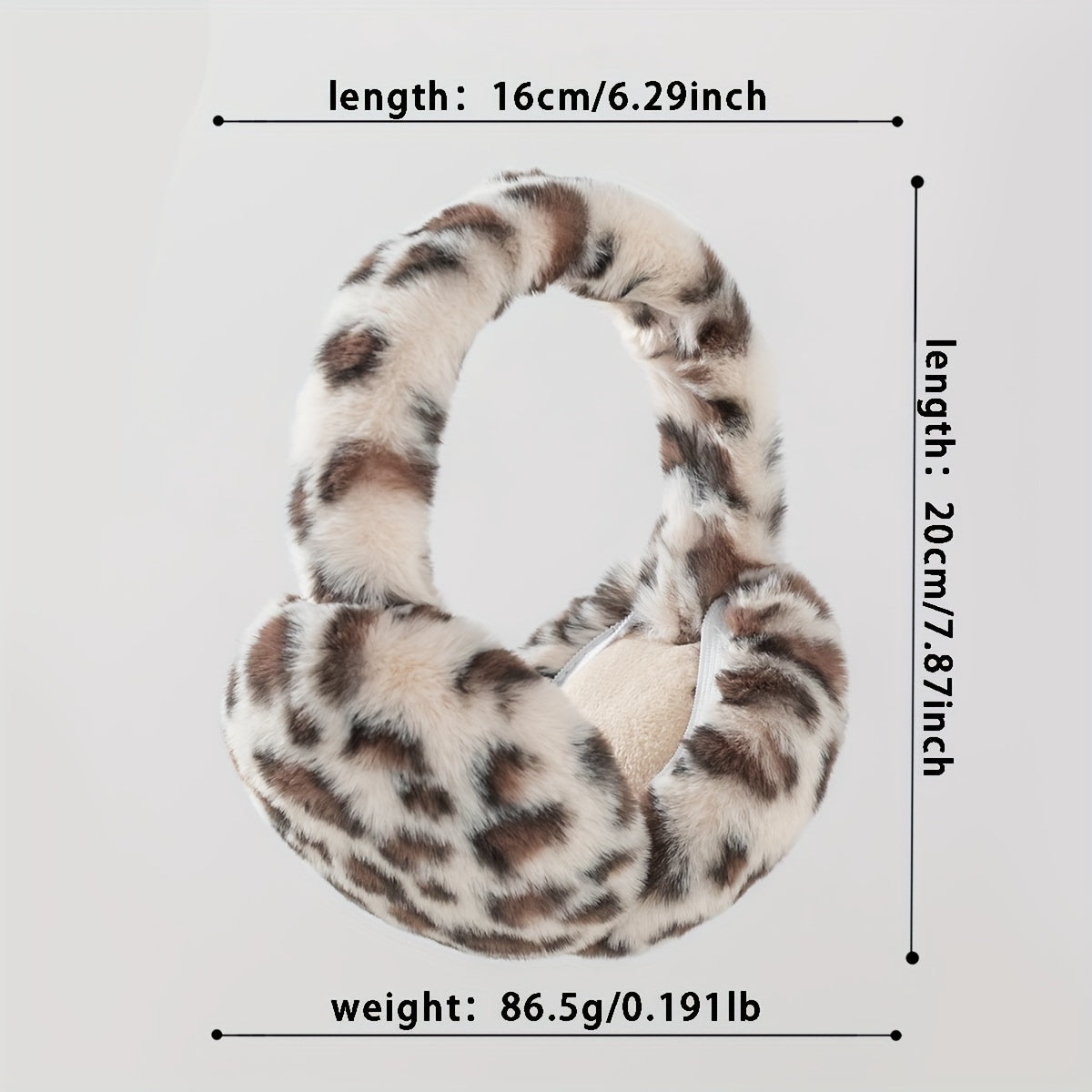 1 Chic Women's Leopard Print Fashion Earmuffs - Soft, Warm Polyester Stretch Comfort | Hand-Washable | Available in Brown, Black & White, and Grayish-Blue | Stylish & Cozy Ear Warmers