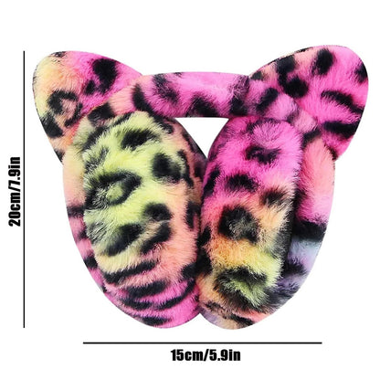 1pc Cute Animal Earmuffs for Women, Faux Fur Cat Ear Muffs Foldable Winter Warm Plush Ear Covers Ear Warmers Headband Outdoor Windproof Cold Weather Headwear for Ski Cycling Camping Running